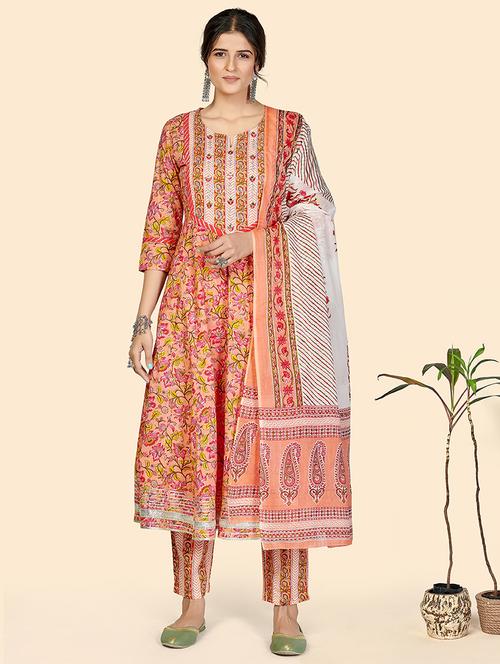 peach cotton suit set - 18306223 - Very Small Image - 1