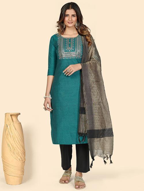 turquoise cotton suit set - 18306227 - Very Small Image - 1