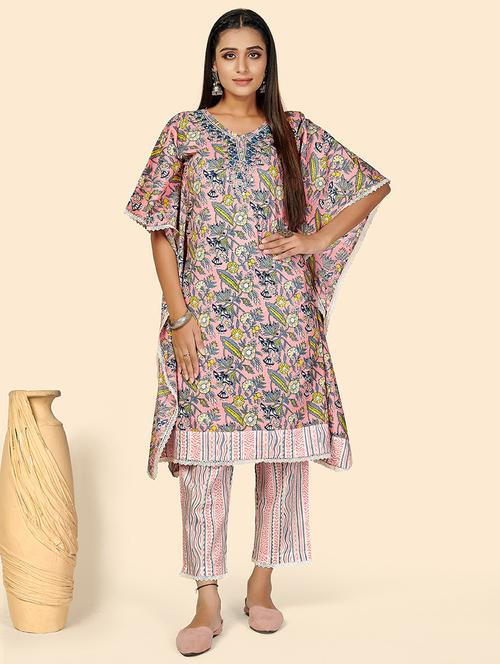 peach cotton kurta pant set - 18306270 - Very Small Image - 1