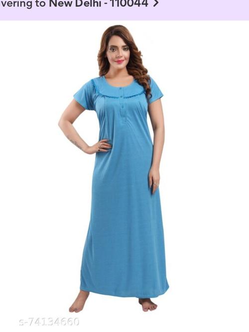 ladies cotton nighties blue color - 18306328 - Very Small Image - 1