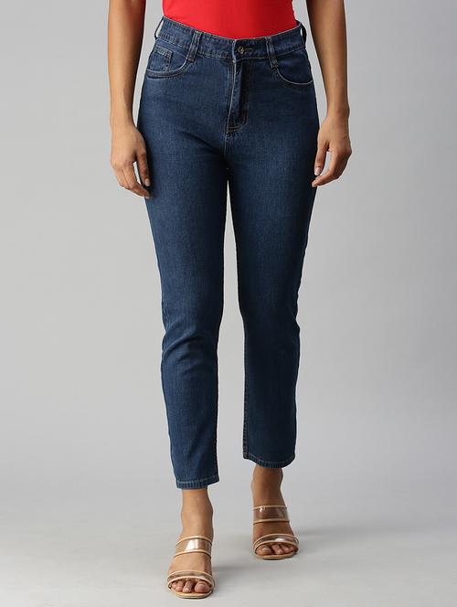 high rise stone washed denim jean - 18306501 - Very Small Image - 1