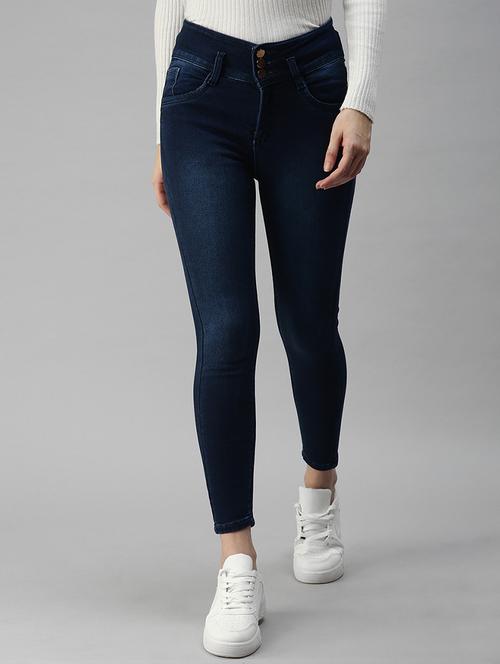 high rise stone wash denim jean - 18306572 - Very Small Image - 1
