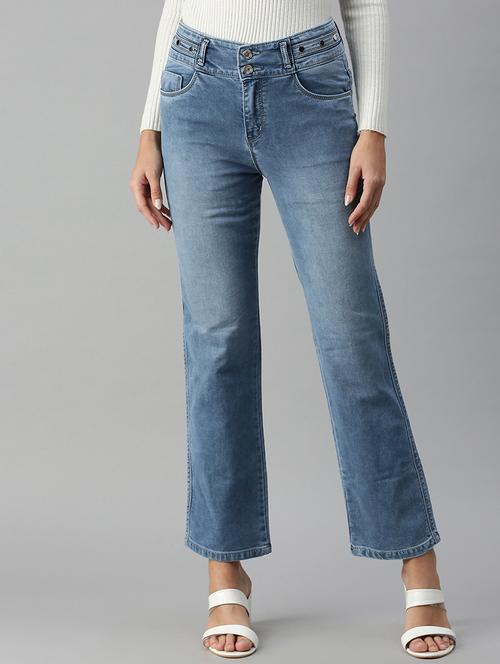 high rise stone wash denim jean - 18306577 - Very Small Image - 1