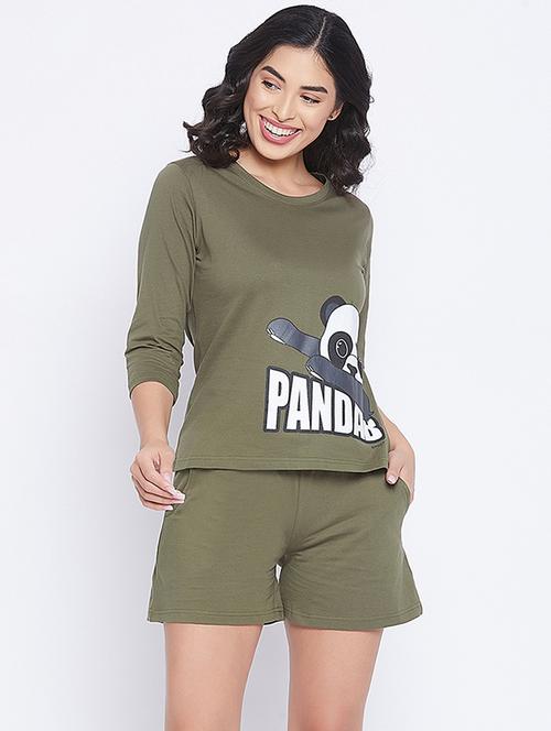 three-quarter sleeved printed shorts set nightwear set - 18307369 - Very Small Image - 1