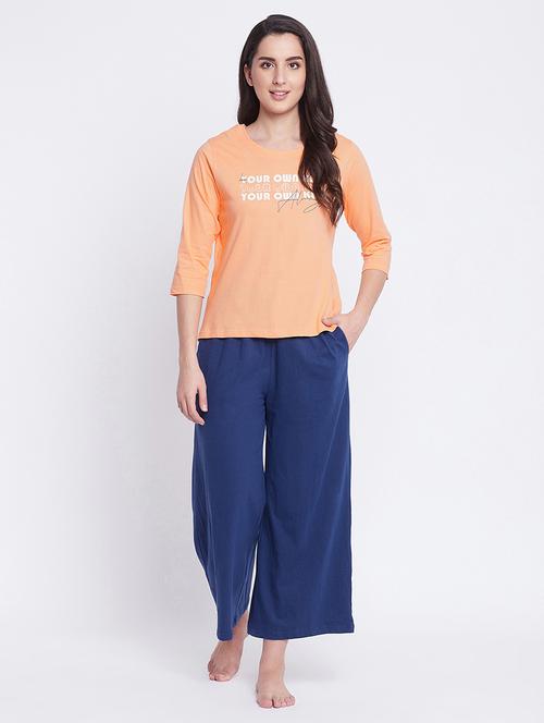 three quarter-sleeved printed pyjama set nightwear set - 18307389 - Very Small Image - 1
