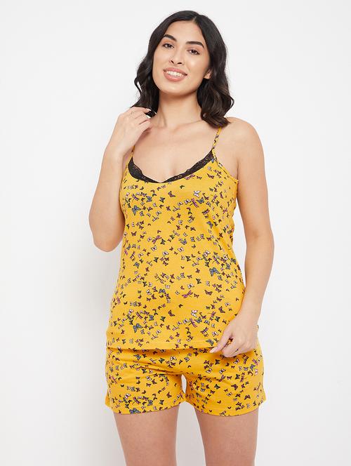 strap-shoulder printed shorts set nightwear set - 18307391 - Very Small Image - 1