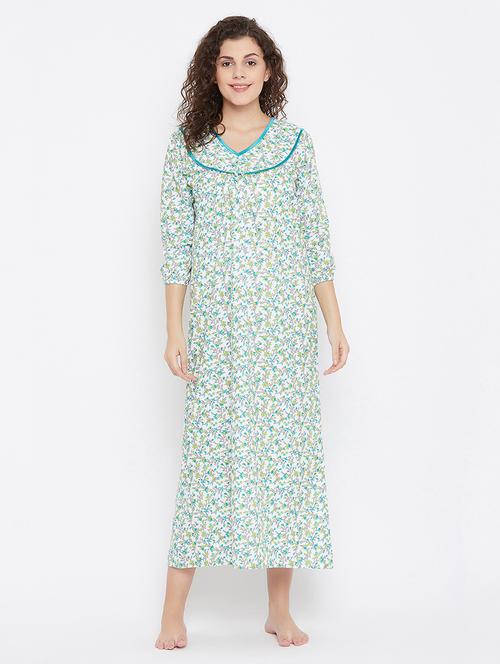 three-fourth sleeved printed nighty - 18307415 - Very Small Image - 1