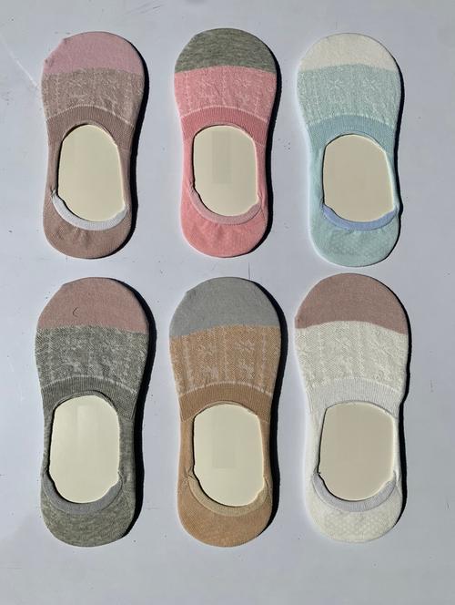 set of 6 multi colored cotton ankle length sock - 18307808 - Very Small Image - 1