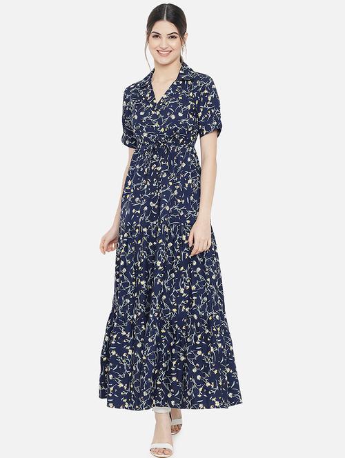 puff sleeved shirt collar maxi dress - 18307971 - Very Small Image - 1
