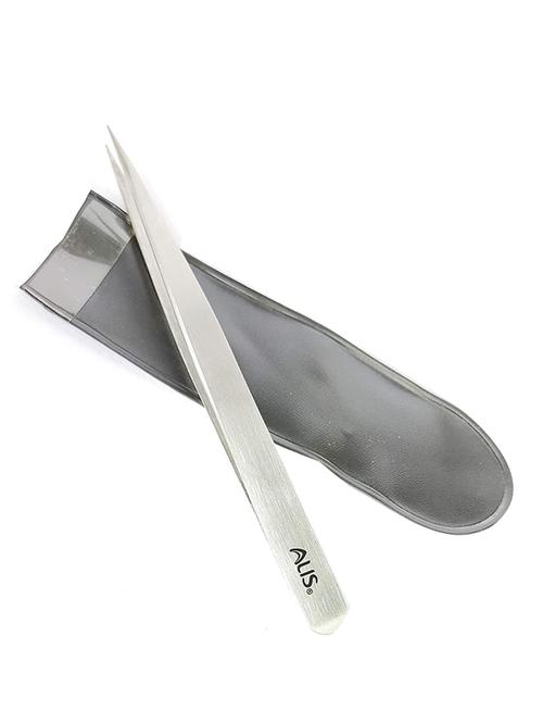 alis pointed tweezers oc10 silver with pouch eyelash extensions nail art manicure tool false eye lashes oc10 ss - 18308102 - Very Small Image - 1