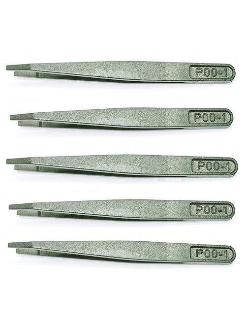 alis black plastic esd tweezers for laboratory, jewellery making working | delicate electronic parts and many crafts set of 5pc - 18308157 - Very Small Image - 1