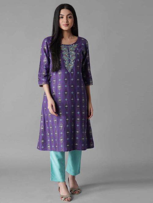 purple modal kurta pant set - 18308387 - Very Small Image - 1