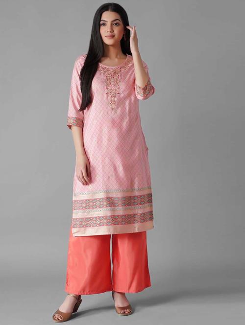 pink modal kurta palazzo set - 18308396 - Very Small Image - 1