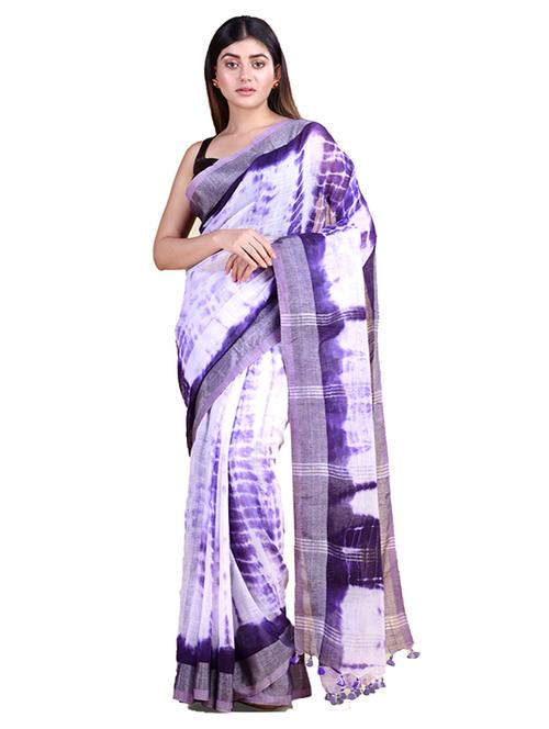 women's tie & dye purple colored saree with blouse - 18308410 - Very Small Image - 1