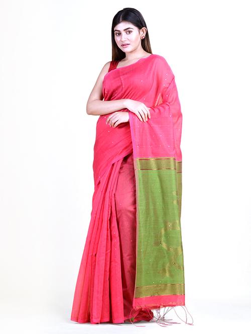 women's solid pink colored saree - 18308431 - Very Small Image - 1
