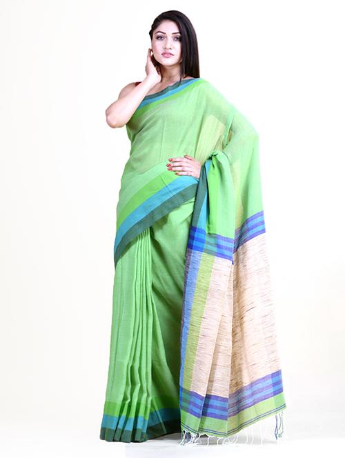 women's printed mint colored saree with blouse - 18308457 - Very Small Image - 1