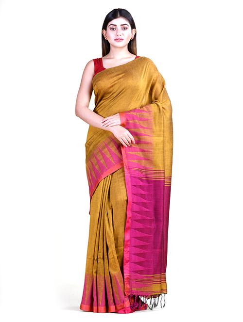 solid jamdani saree with blouse - 18308465 - Very Small Image - 1