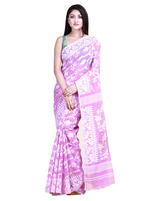 self printed jamdani saree - 18308472 - Very Small Image - 1