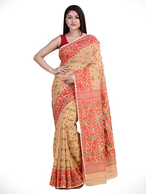 self printed jamdani saree - 18308475 - Very Small Image - 1