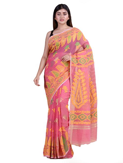 printed jamdani saree - 18308488 - Very Small Image - 1
