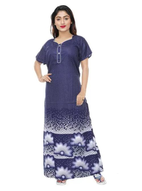 ladies cotton printed nighties blue color - 18308721 - Very Small Image - 1