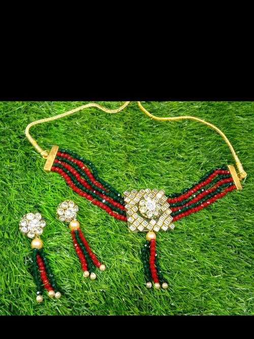 exclusive red fancy chowker necklace - 18308835 - Very Small Image - 1