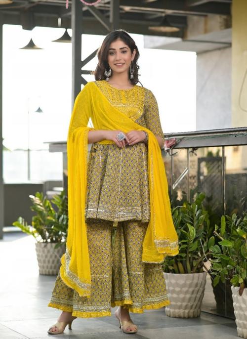 sharara for women yellow color - 18308839 - Very Small Image - 1