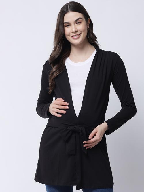 tie front solid maternity wear top - 18309236 - Very Small Image - 1