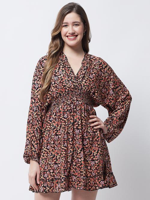 long sleeve printed a-line dress - 18309304 - Very Small Image - 1