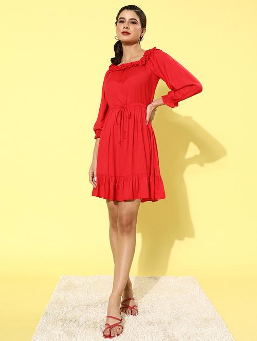 long sleeve solid a-line dress - 18309319 - Very Small Image - 1