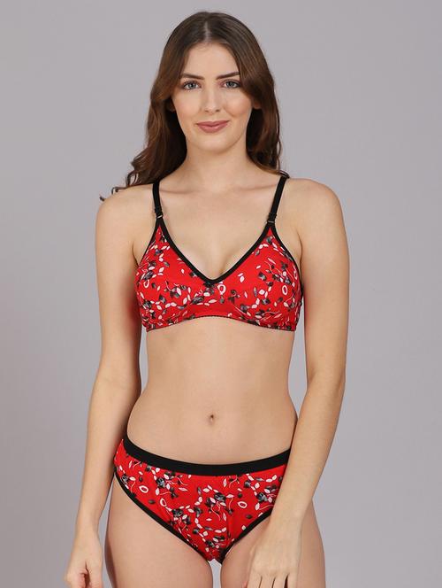 red floral bra & panty set - 18309797 - Very Small Image - 1