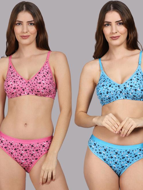 pack of 2 printed bra & panty set - 18309820 - Very Small Image - 1