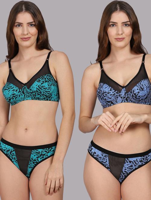 pack of 2 printed bra & panty set - 18309828 - Very Small Image - 1