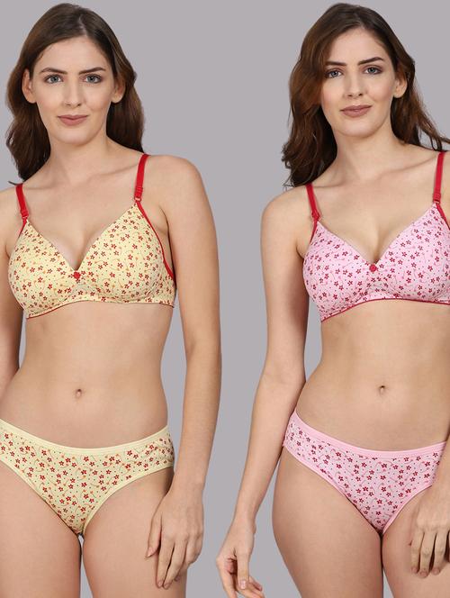 pack of 2 printed bra & panty set - 18309839 - Very Small Image - 1