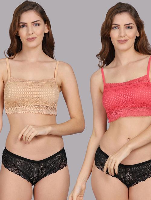 pack of 2 solid bra & panty set - 18309844 - Very Small Image - 1