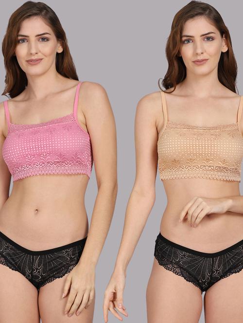 pack of 2 solid bra & panty set - 18309845 - Very Small Image - 1