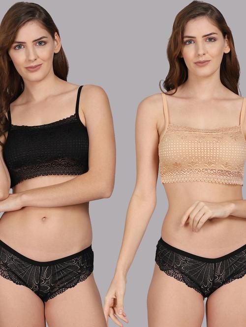 pack of 2 solid bra & panty set - 18309846 - Very Small Image - 1