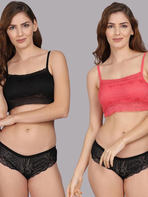 pack of 2 solid bra & panty set - 18309847 - Very Small Image - 1