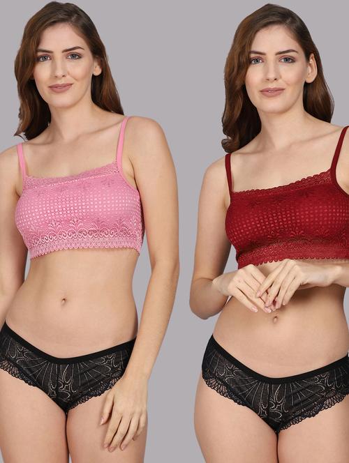 black lace bras and panty set pack of 2 pcs - 18309851 - Very Small Image - 1