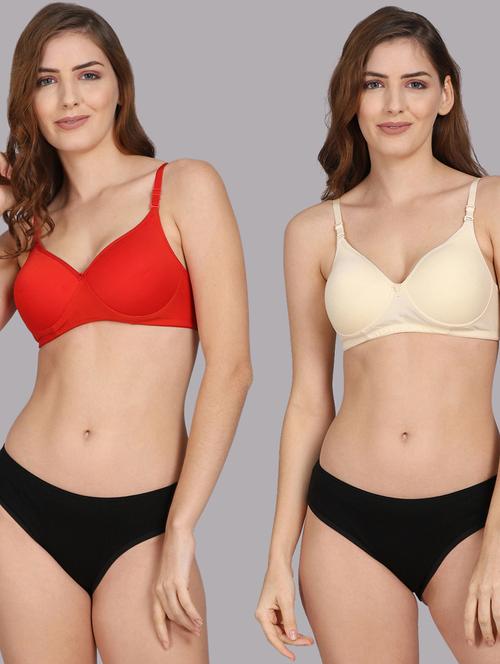 black polyester bras and panty set pack of 2 pcs - 18309899 - Very Small Image - 1