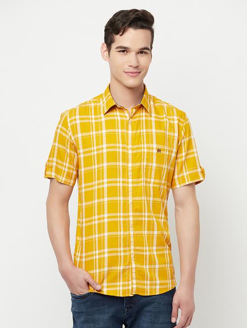 yellow checkered casual shirt - 18309920 - Very Small Image - 1