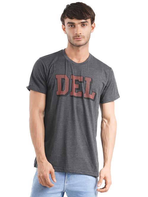 grey chest print t-shirt - 18309971 - Very Small Image - 1
