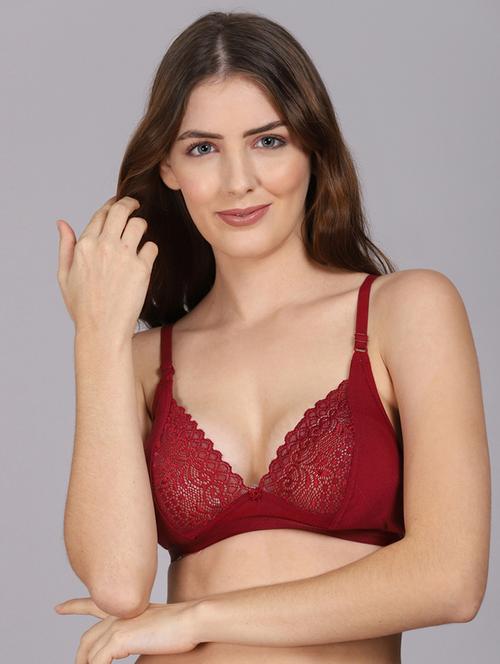 maroon solid plunge bra - 18310053 - Very Small Image - 1