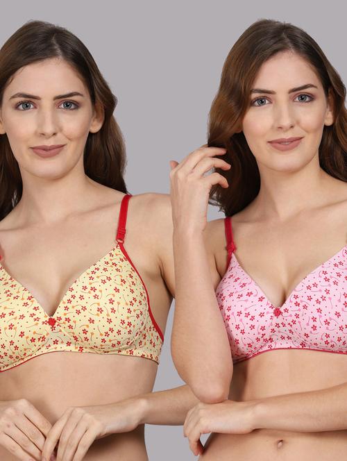 multi colored cotton t-shirt bra pack of 2 pcs - 18310088 - Very Small Image - 1
