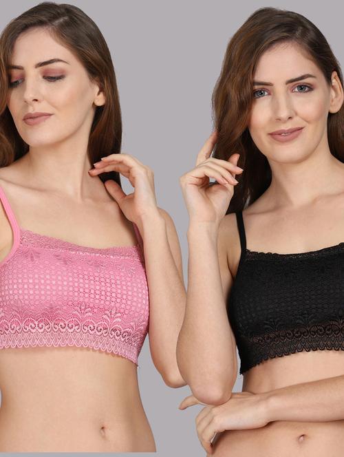 multi colored polyester bralette bra pack of 2 pcs - 18310095 - Very Small Image - 1