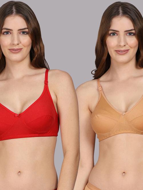 multi colored cotton regular bra pack of 2 pcs - 18310104 - Very Small Image - 1