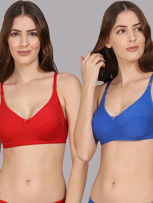 multi colored cotton regular bra pack of 2 pcs - 18310111 - Very Small Image - 1