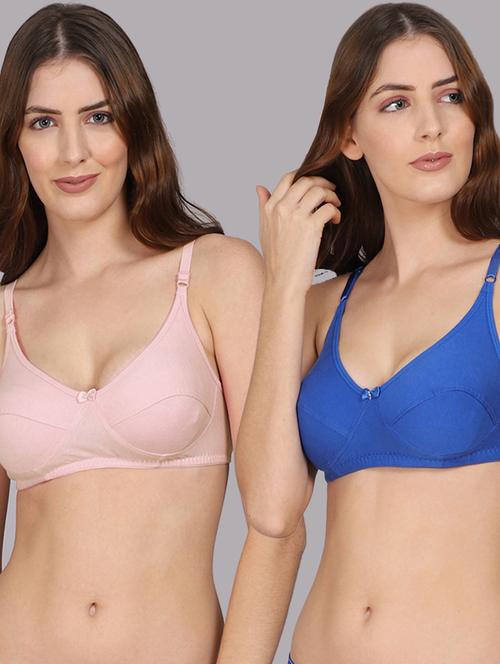 multi colored cotton regular bra pack of 2 pcs - 18310112 - Very Small Image - 1