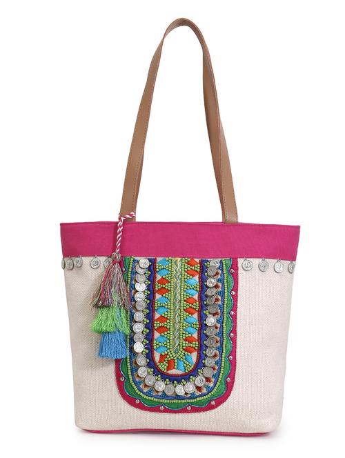 white embellished regular tote bag - 18310301 - Very Small Image - 1