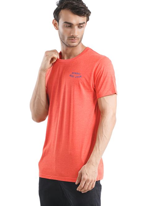 orange chest print t-shirt - 18310328 - Very Small Image - 1
